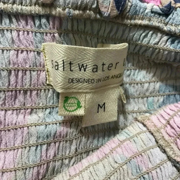 SALTWATER LUXE Tropical Floral Smocked Mini Dress MEDIUM - Picture 6 of 11